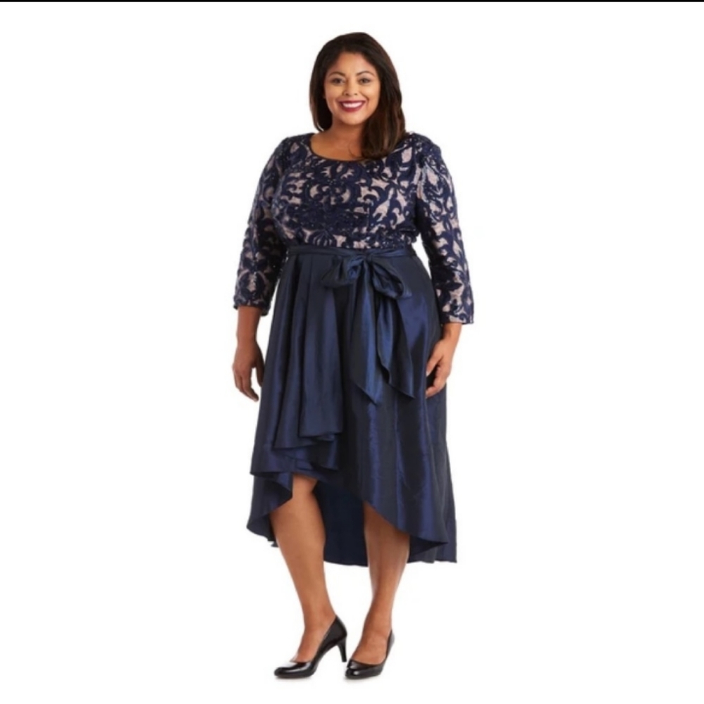 *NEW* R&M RICHARDS NAVY/NUDE FORMAL DRESS, SZ. 16W